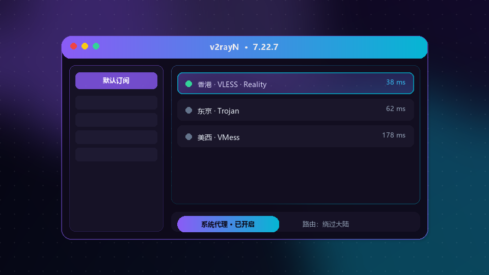 v2rayN 主界面结构示意